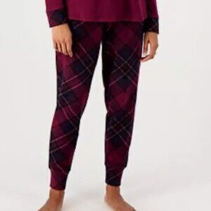 Cuddl Duds Fleecewear Stretch Petite Jogger Pants Plaid - Purple -2XP - EUC